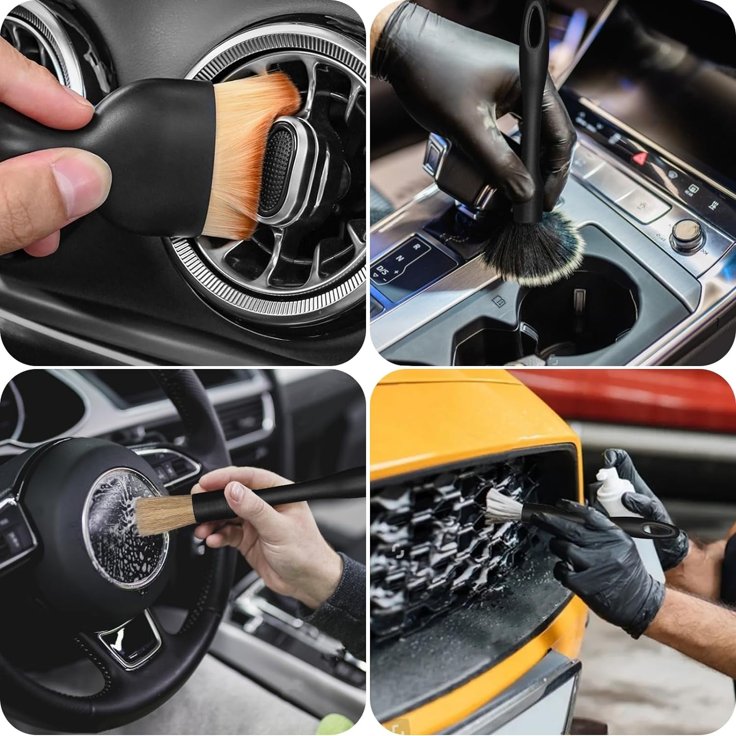 7 Pcs Car Brush Set, Car Interior Clean Brush Tools, Auto Interior Dust Brush, Car Detailing Soft Bristles Brush for Automotive Dashboard, Air Conditioner Vents, Scratch Free