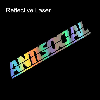 Antisocial Letter Reflective Car Stickers for Rear Window Auto Front Windshield Vinyl DIY Decals Auto Motorcycle Body Decoration