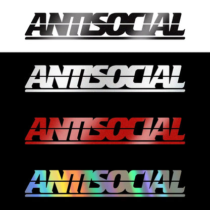 Antisocial Letter Reflective Car Stickers for Rear Window Auto Front Windshield Vinyl DIY Decals Auto Motorcycle Body Decoration