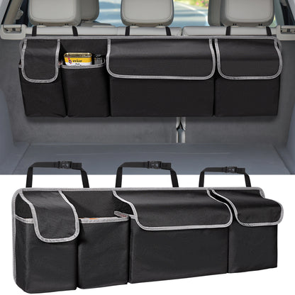 Car Trunk Organizer for SUV Backseat Hanging Organizer for SUV Truck MPV Upgrade Back Seat Storage Bags with 4 Pockets 39*14Inch